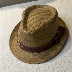 Stylish Tan 100% Paper Straw Hat with Brown Band L/XL New